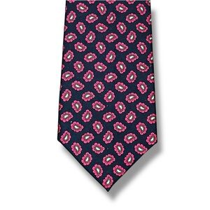 Charles Tyrwhitt London 100% Silk Tie Navy Pink Paisley 59" x 3"